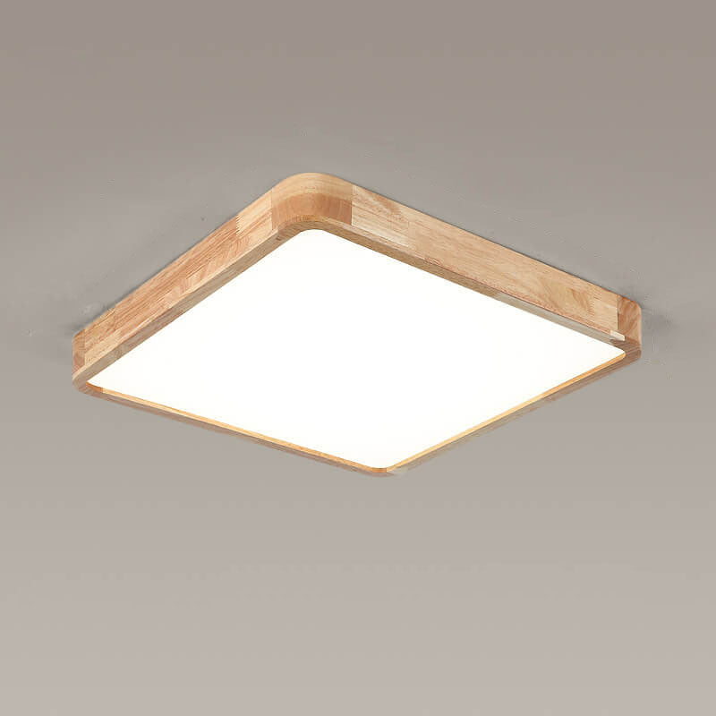 Modern Minimalist Solid Wood Round Square Tatami LED Flush Mount Ceiling Light