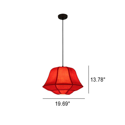 Moderne chinesische Eisen-Schaffell-Oval-Laterne 1-Licht-Pendelleuchte 