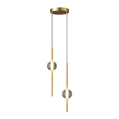 Modern Simple Copper Glass Ball Tube 1/2 Light Pendant Light