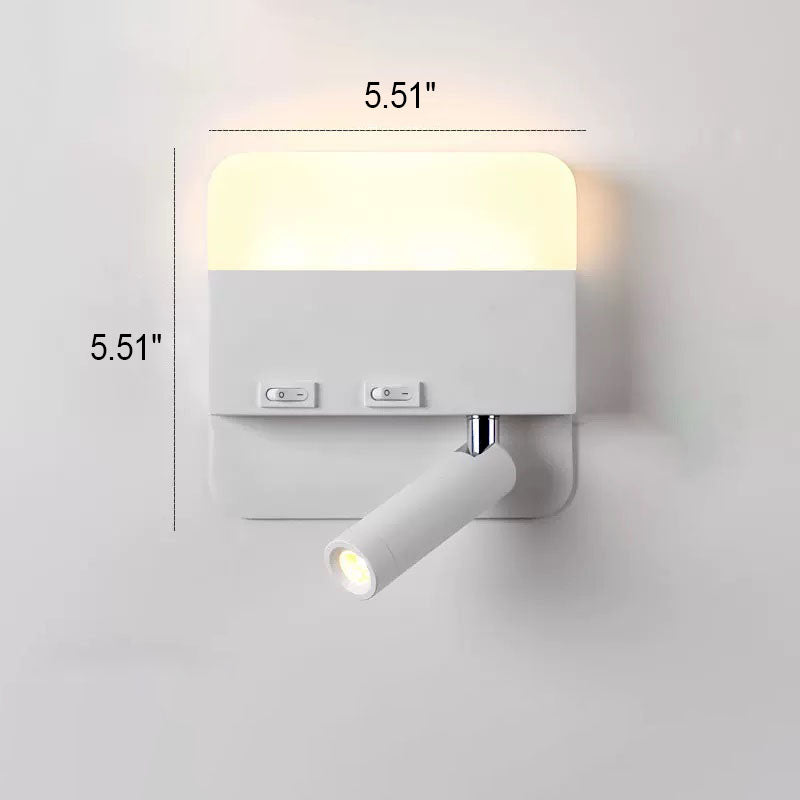 Modern Minimalist Round Square Acrylic Aluminum LED Reading Wall Sconce Lamp