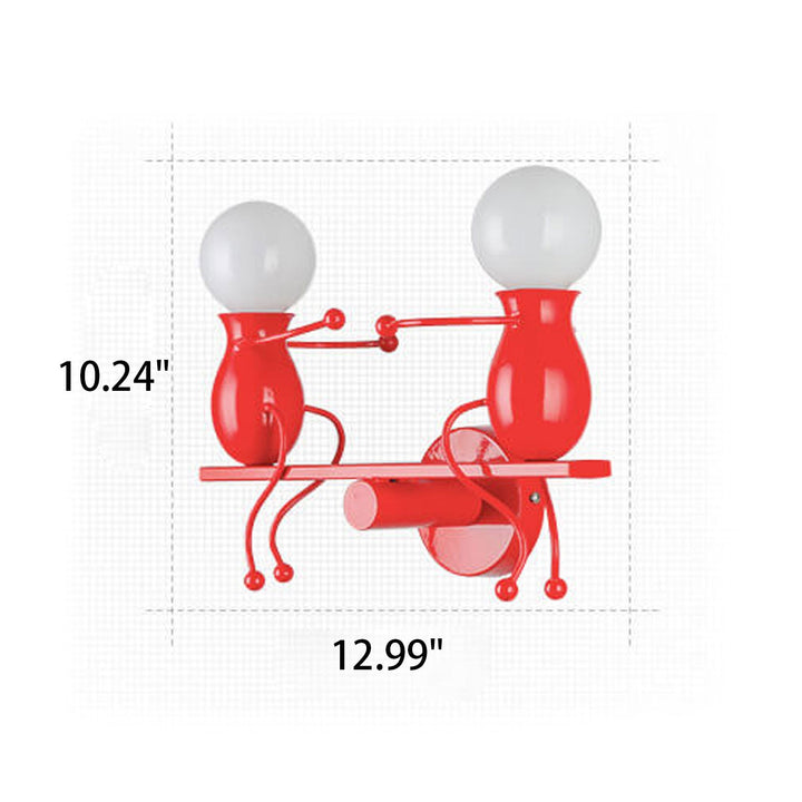 Moderna Creativa Dos Pequeñas Personas Lámpara Aplique de Pared de 2 Luces 