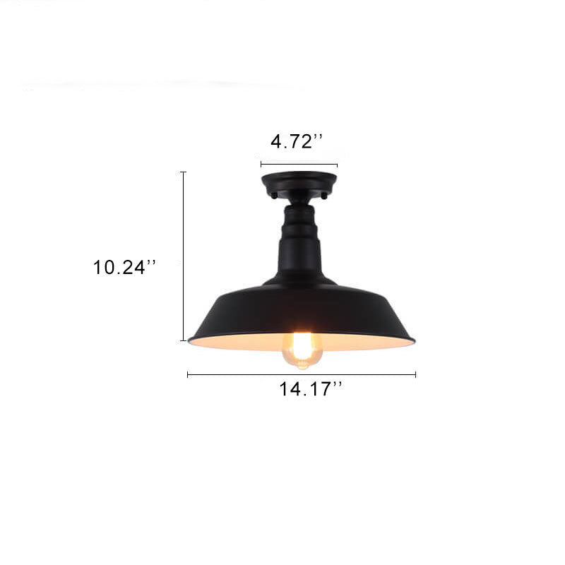 Industrial Retro Iron Barn 1-Light Semi-Flush Mount Ceiling Light