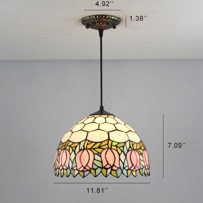 Tiffany Tulip Stained Glass 1-Light Pendant Light