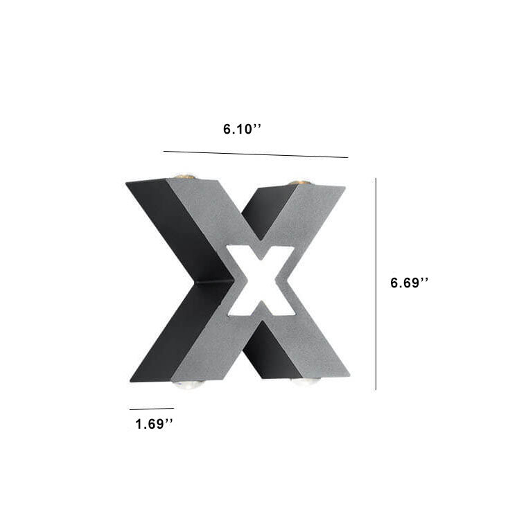 Lampe murale extérieure moderne étanche en forme de X à LED 4 lumières 