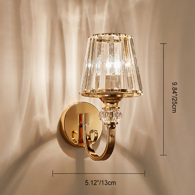 Moderne minimalistische runde trapezförmige Hardware Kristall 1-Licht Wandleuchte Lampe für Schlafzimmer 