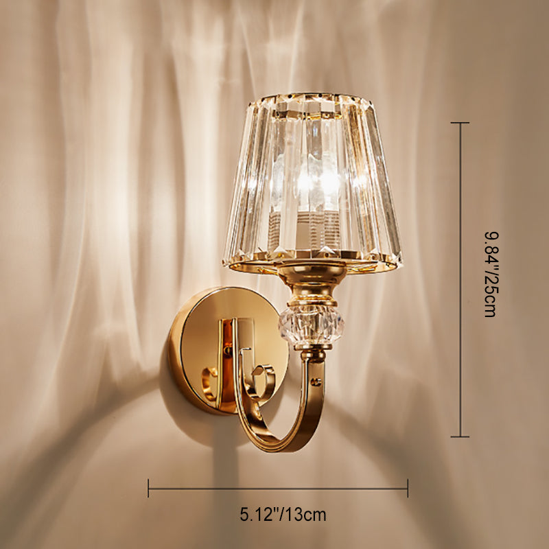 Moderne minimalistische runde trapezförmige Hardware Kristall 1-Licht Wandleuchte Lampe für Schlafzimmer 