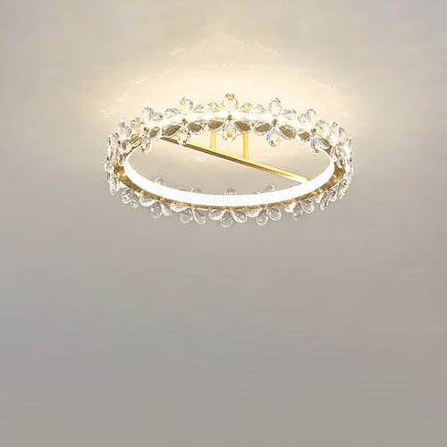 Modern Luxury Crystal Petal Ring LED Semi-Flush Mount Ceiling Light