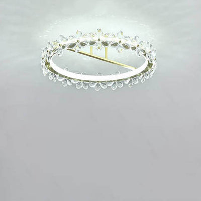 Modern Luxury Crystal Petal Ring LED Semi-Flush Mount Ceiling Light