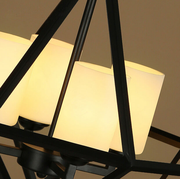 Araña de luces retro de metal con 4 luces enjauladas y velas falsas 