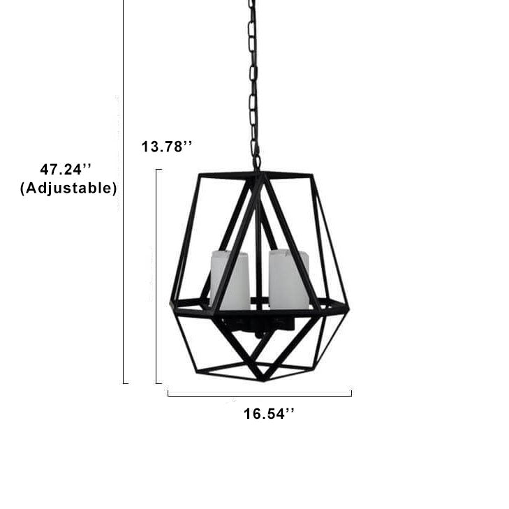 Retro Metal 4-Light Caged Faux Candles Chandelier