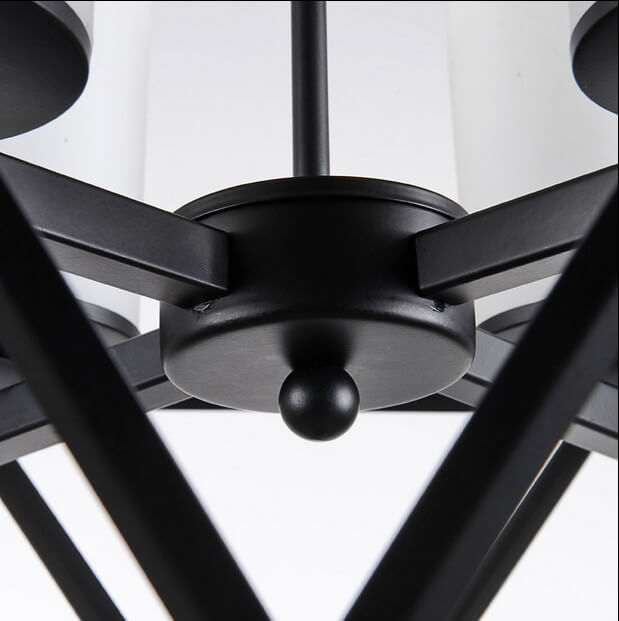 Araña de luces retro de metal con 4 luces enjauladas y velas falsas 