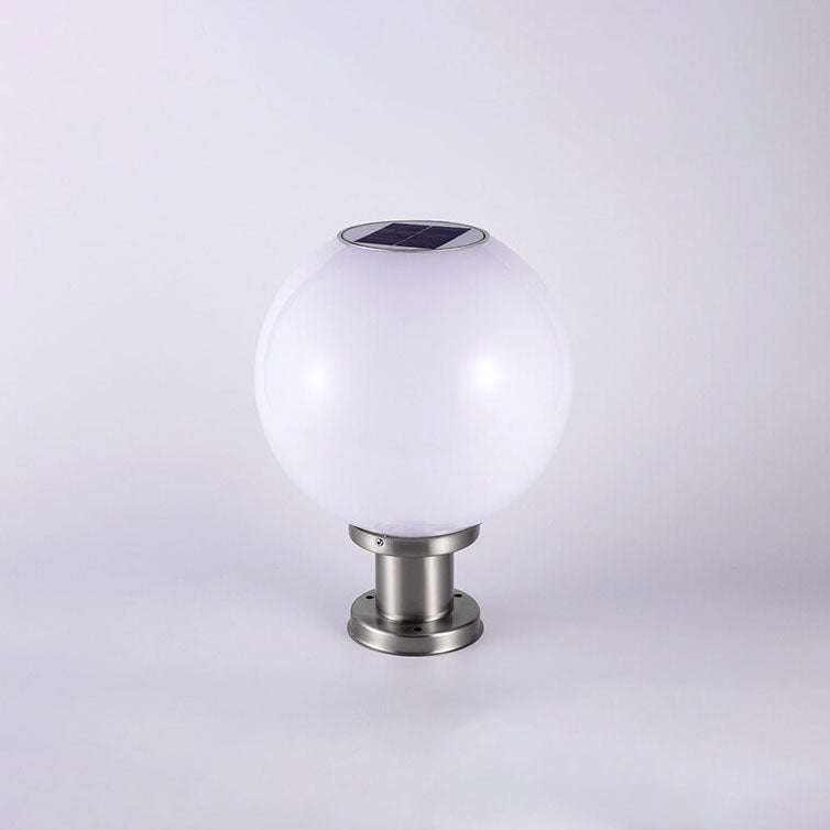 Lampe LED solaire à tête ronde en acier inoxydable et acrylique, luminaire décoratif d&