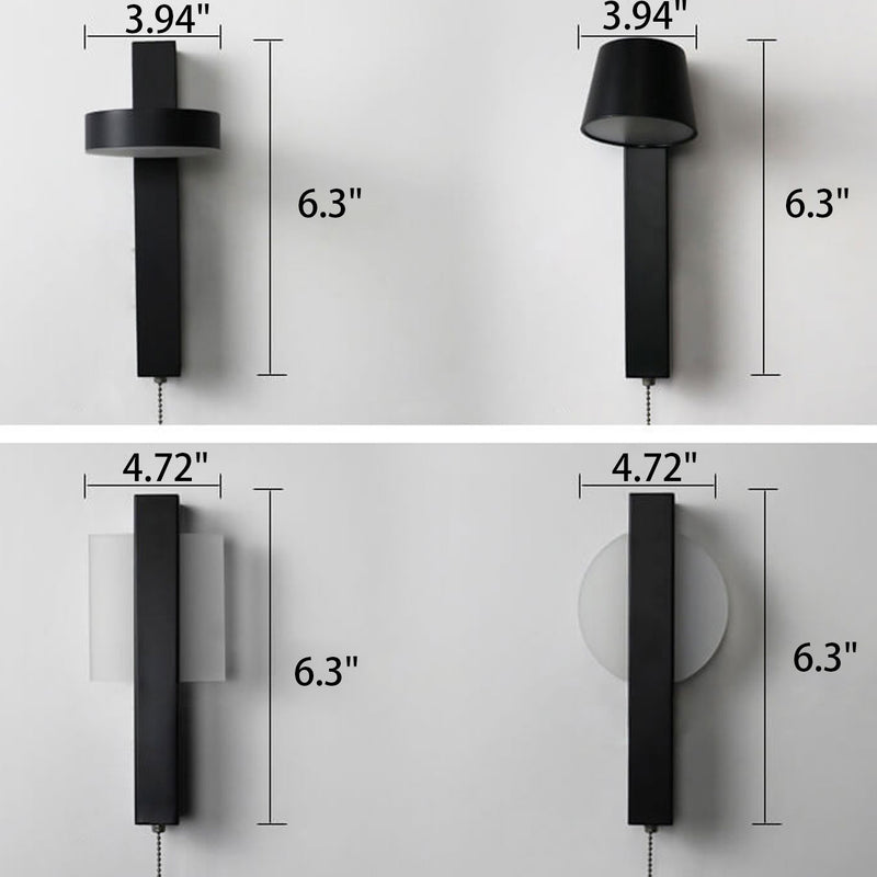 Nordische einfache schmiedeeiserne Acryl-Zugdrahtschalter LED-Wandleuchte 