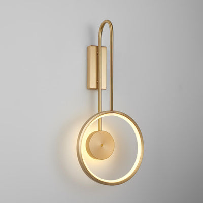 Minimalist Light Luxury Copper Circle Long Arm LED Wall Sconce Lamp