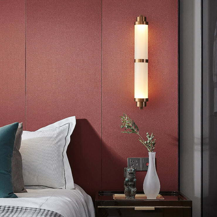 Nordic Light Luxury Cylindrical Glass Rose Gold LED Wall Sconce Lamp