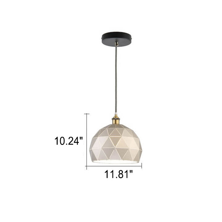 Industrial Simple Iron Diamond Hollow Dome 1-Light Pendant Light