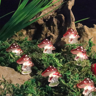 Lumières de guirlande LED en plastique mini champignon décoration créative pour extérieur 