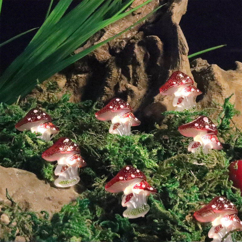 Lumières de guirlande LED en plastique mini champignon décoration créative pour extérieur 