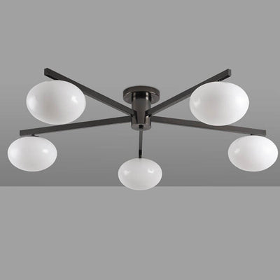 Nordic Light Luxury Glass Ball Iron Bracket 3/4/5 Light Semi- Flush Mount Ceiling Light