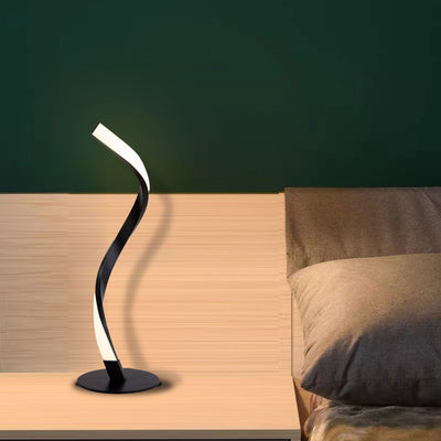 Modern Minimalist Aluminum Spiral Strip LED Table Lamp For Home Office