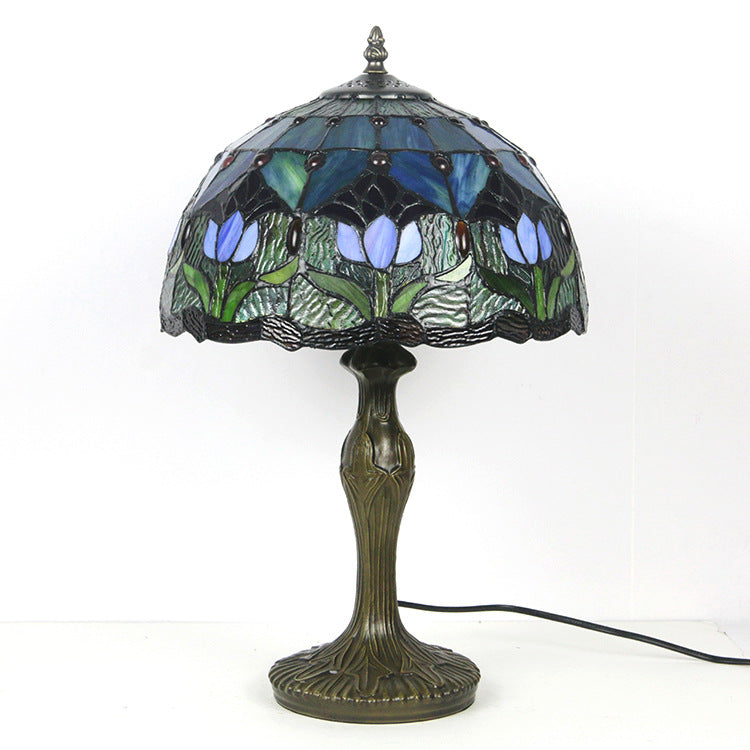 European Style Tiffany Gemstone Flower Dome 1-Licht-Tischlampe 