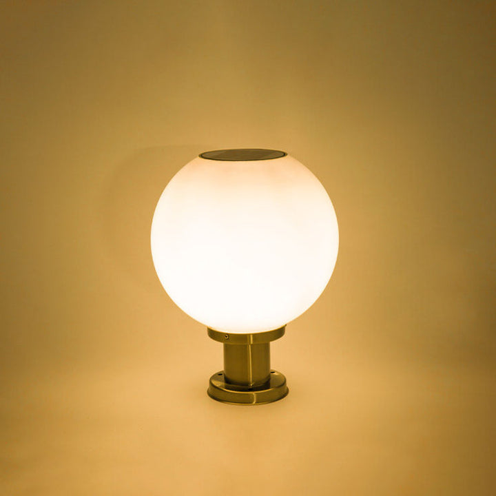 Lampe LED solaire à tête ronde en acier inoxydable et acrylique, luminaire décoratif d&