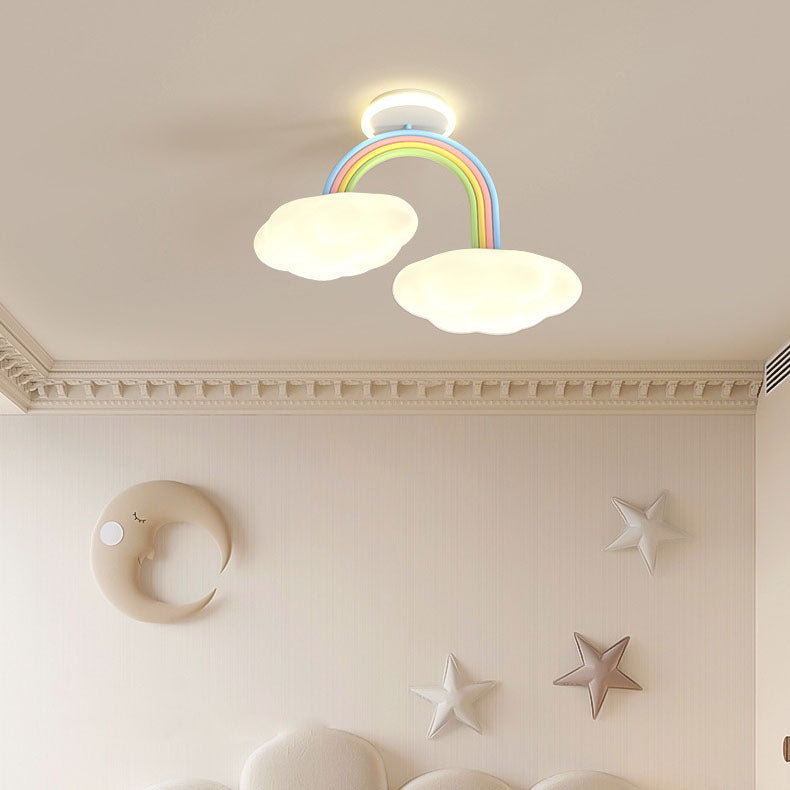 Modern Cream Rainbow Iron Rotomolded LED Semi-Flush Mount Ceiling Light