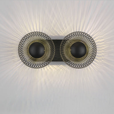 Modern Creative Iron Hardware Round Mesh 1/2 Light Wall Sconce Lamp