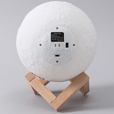 Lampe de table créative à 1 lumière LED rechargeable en forme de lune imprimée en 3D 