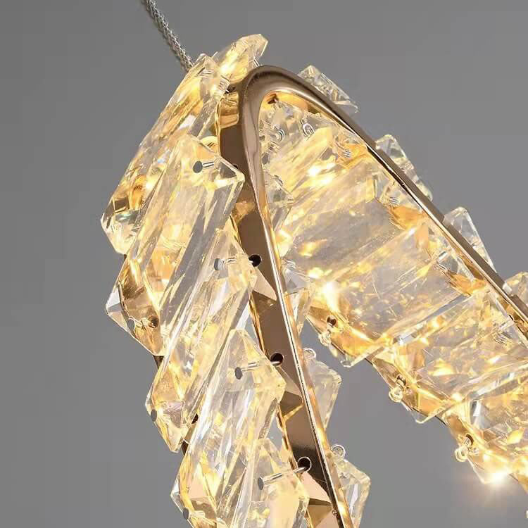 Modern Light Luxury Ring Crystal Hardware LED Pendant Light