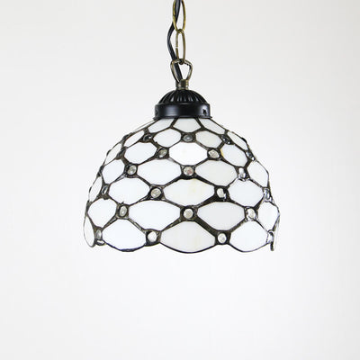 Tiffany Rustic Rose Beads Stained Glass 1-Light Pendant Light