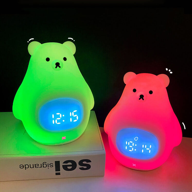 Réveil en silicone ours polaire avec lumière LED de nuit 