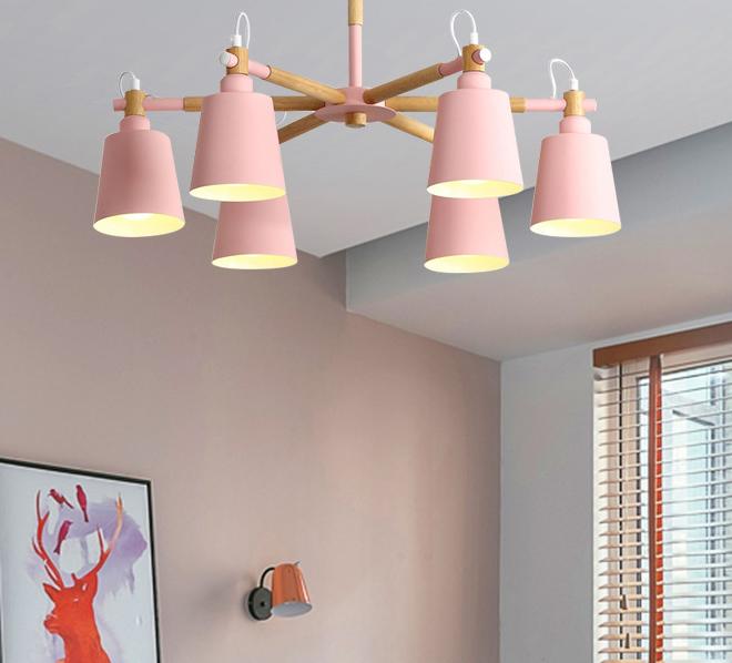 Nordic Modern Fashion Creative Solid Wood Macaron 3/6/8 Lights Chandeliers