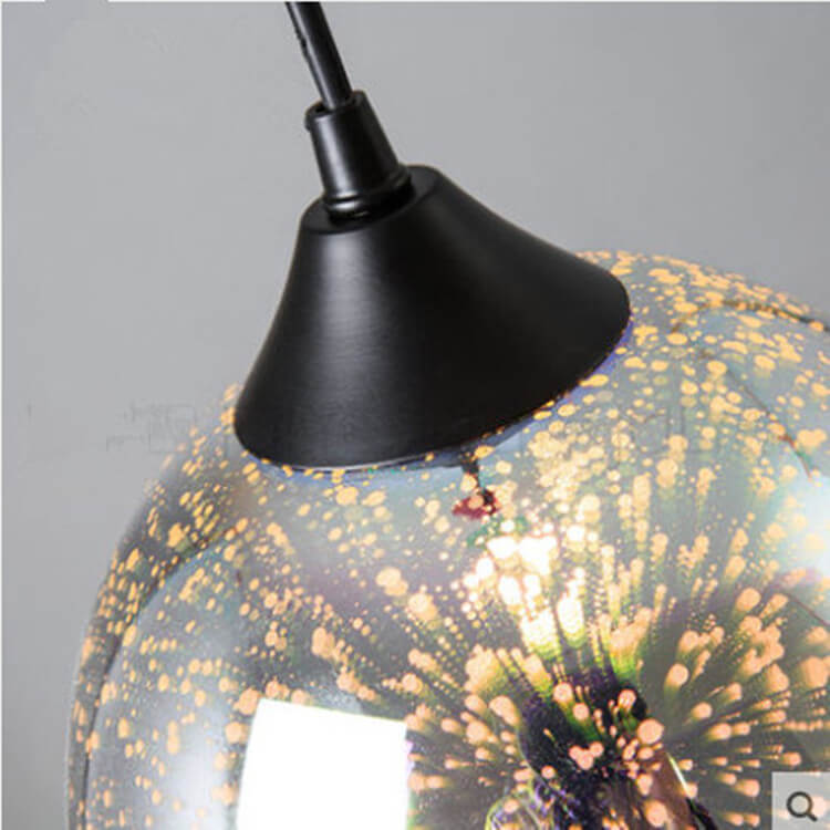 Modern Creative 3D Stained Fireworks Glass Jar 1-Light Pendant Light