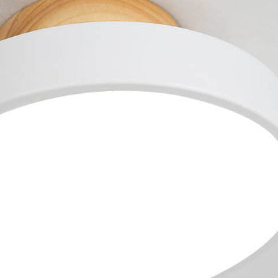 Nordic Wood  Round Acrylic LED Semi-Flush Mount Ceiling Light