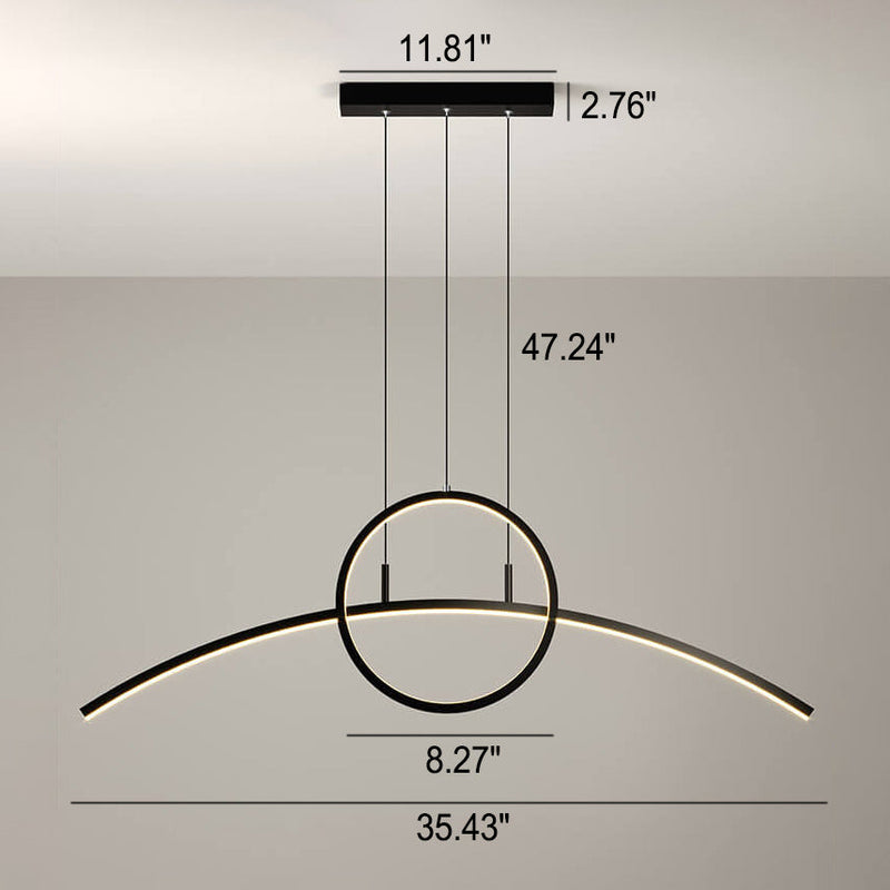 Modern Creative Long Curve Round Island Light LED Chandelier