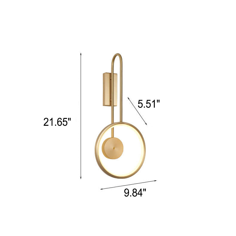 Minimalist Light Luxury Copper Circle Long Arm LED Wall Sconce Lamp