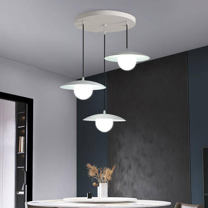 Candelabro de isla de 3 luces de hierro y vidrio blanco puro minimalista moderno 