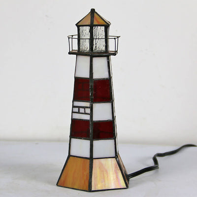 Tiffany Creative Tower Light Stained Glass 1-Light Table Lamp