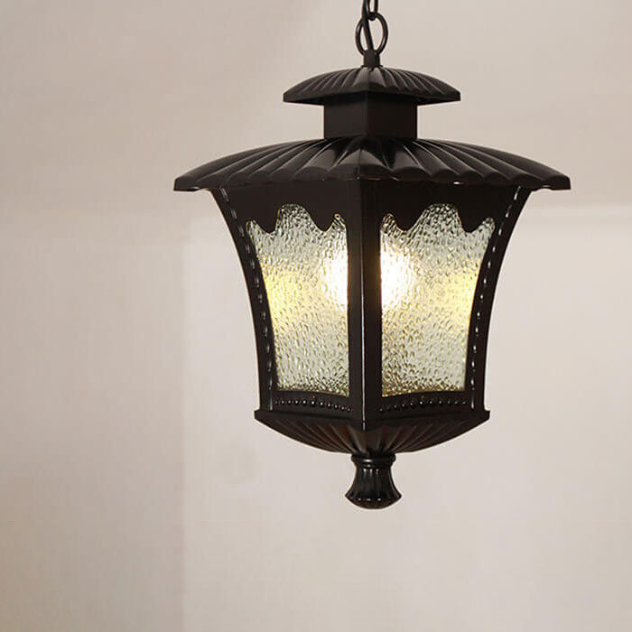 Lámpara colgante de 1 luz para exteriores cuadrada de vidrio industrial europeo 
