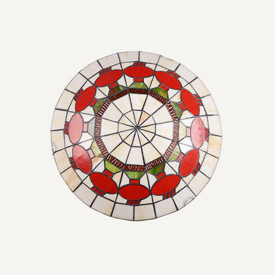 European Tiffany Stained Glass Round 2/3 Light Flush Mount Ceiling Light