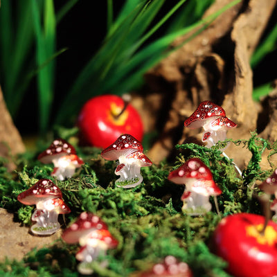 Lumières de guirlande LED en plastique mini champignon décoration créative pour extérieur 