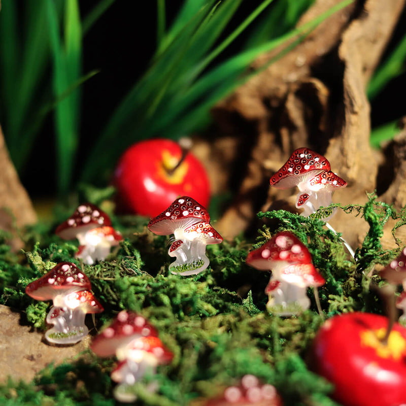 Lumières de guirlande LED en plastique mini champignon décoration créative pour extérieur 