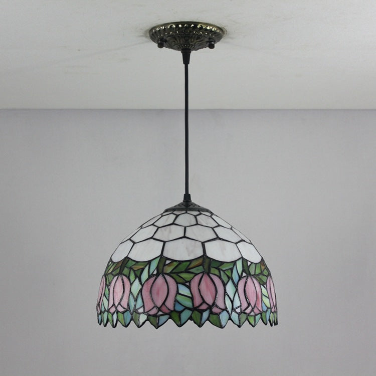 Tiffany Tulip Stained Glass 1-Light Pendant Light