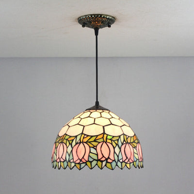 Tiffany Tulip Stained Glass 1-Light Pendant Light