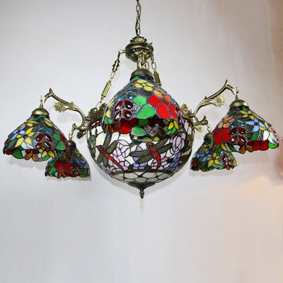 European Tiffany Vintage 9-Light Island Light Chandelier