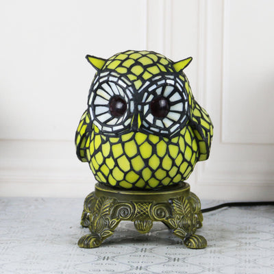 Lámpara de Mesa de Vidrio Tiffany Creative Owl Stained Glass de 1 Luz 