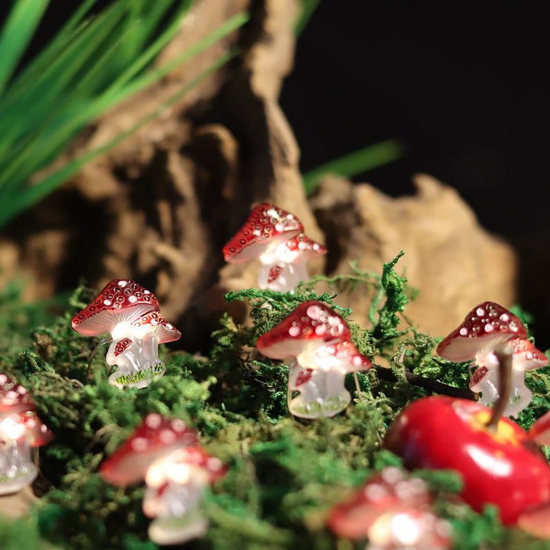 Lumières de guirlande LED en plastique mini champignon décoration créative pour extérieur 