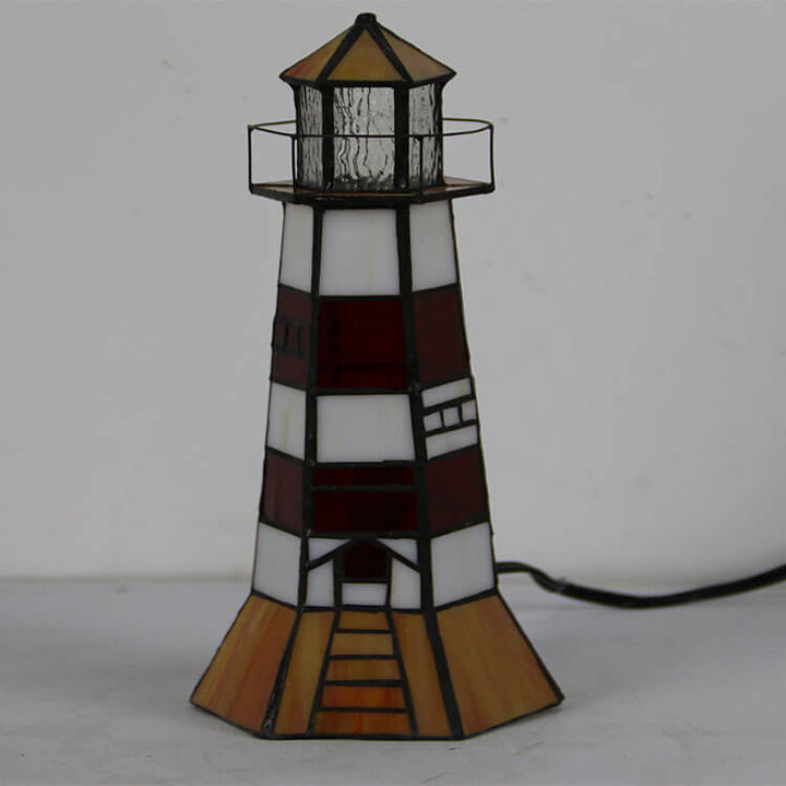Tiffany Creative Tower Light Stained Glass 1-Light Table Lamp