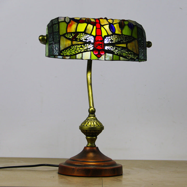 Europäische Tiffany Vintage Bankglas-Hardware 1-Licht Tischlampe 